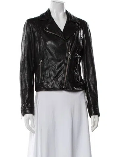 Pre-owned Andrew Marc Leather Biker Jacket In Black