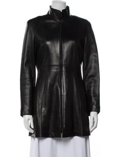 Pre-owned Andrew Marc Leather Biker Jacket In Black