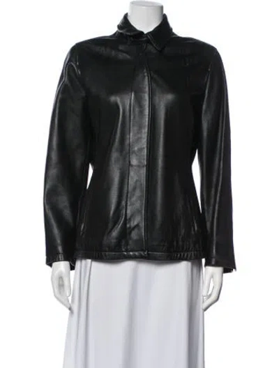 Pre-owned Andrew Marc Leather Biker Jacket In Black