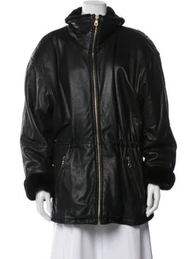 Pre-owned Andrew Marc Leather Biker Jacket In Black