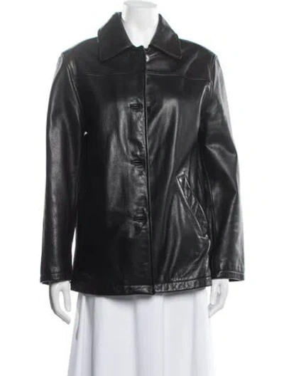 Pre-owned Andrew Marc Leather Biker Jacket In Black