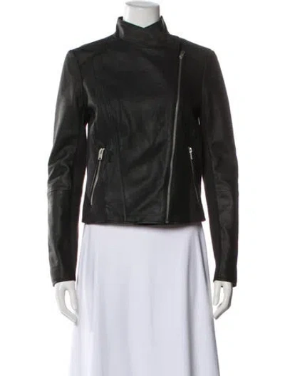 Pre-owned Andrew Marc Leather Biker Jacket In Brown