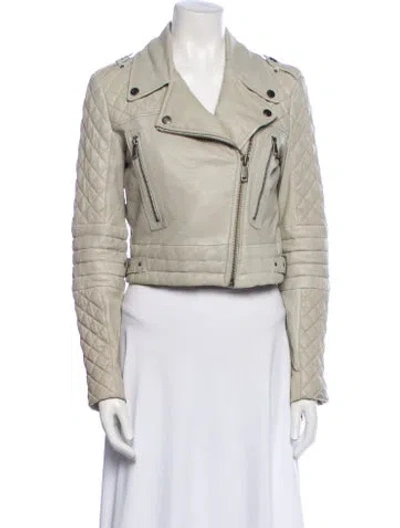 Pre-owned Andrew Marc Leather Biker Jacket In Gray