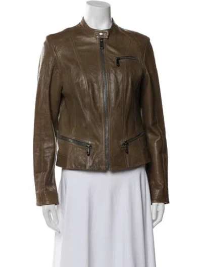 Pre-owned Andrew Marc Leather Biker Jacket In Multi