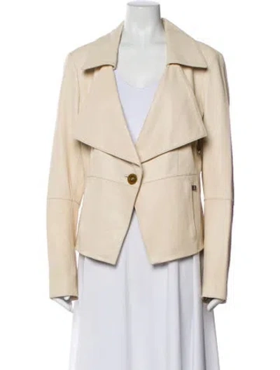 Pre-owned Andrew Marc Leather Biker Jacket In Neutral