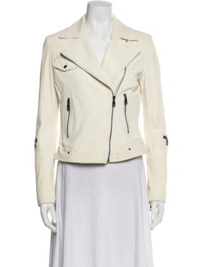 Pre-owned Andrew Marc Leather Biker Jacket In Neutral
