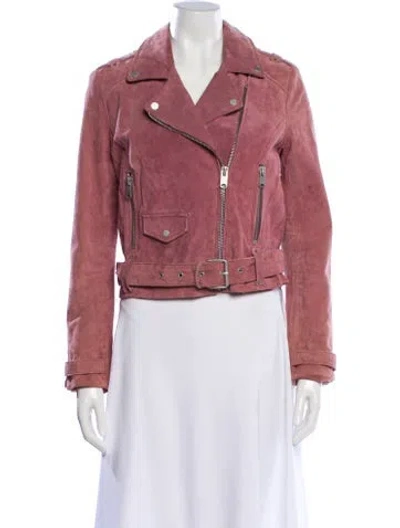 Pre-owned Andrew Marc Leather Biker Jacket In Pink