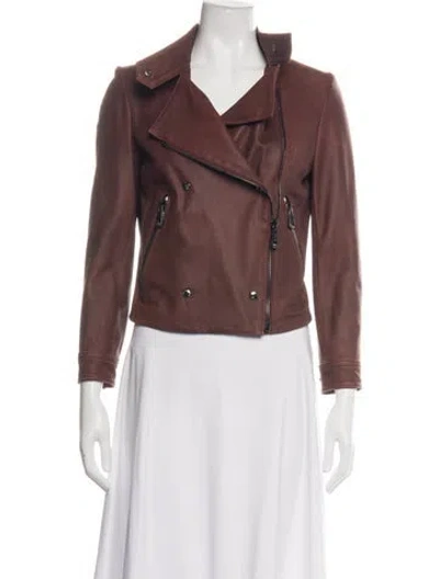 Pre-owned Andrew Marc Leather Biker Jacket In Red