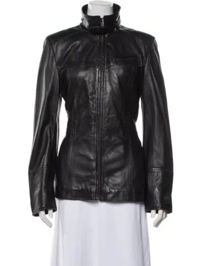 Pre-owned Andrew Marc Leather Biker Jacket W/ Tags In Black