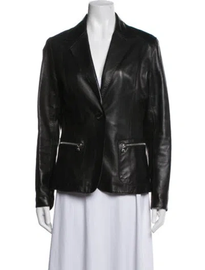 Pre-owned Andrew Marc Leather Blazer In Black