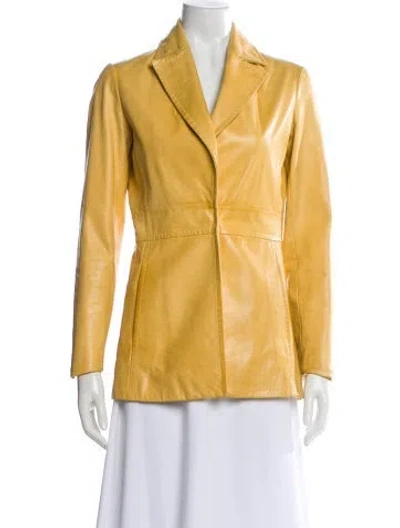 Pre-owned Andrew Marc Leather Blazer In Yellow