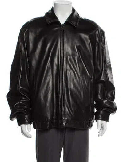 Pre-owned Andrew Marc Leather Bomber Jacket In Black