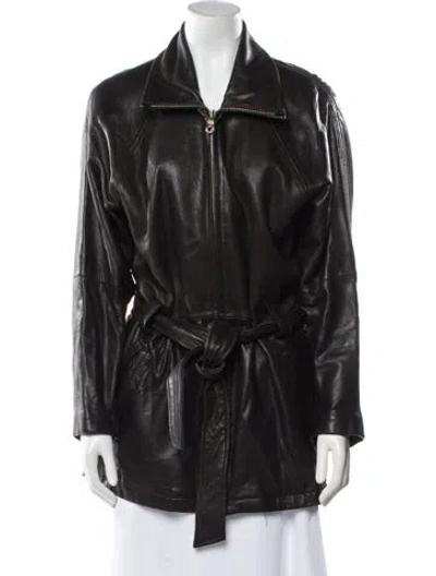 Pre-owned Andrew Marc Leather Coat In Black