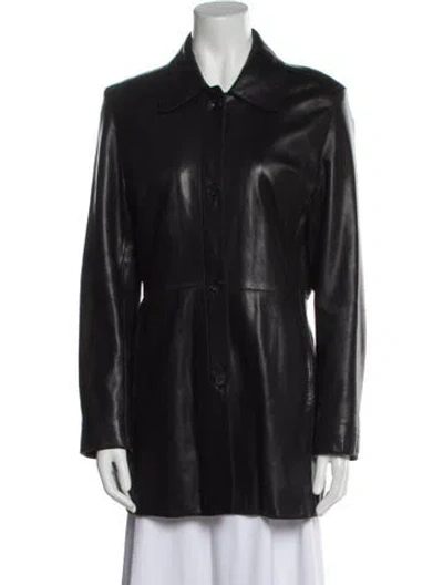 Pre-owned Andrew Marc Leather Coat In Black