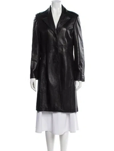 Pre-owned Andrew Marc Leather Coat In Black
