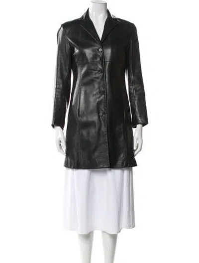 Pre-owned Andrew Marc Leather Coat In Black