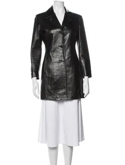 Pre-owned Andrew Marc Leather Coat In Black