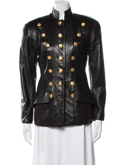 Pre-owned Andrew Marc Leather Coat In Black