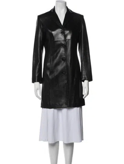 Pre-owned Andrew Marc Leather Coat In Black