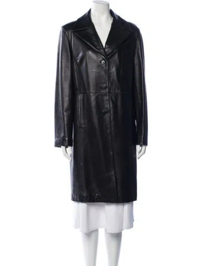 Pre-owned Andrew Marc Leather Coat In Black