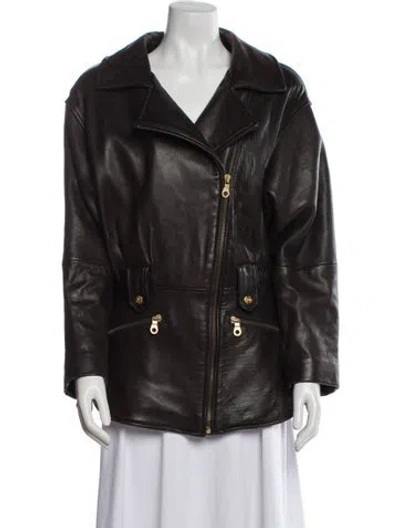 Pre-owned Andrew Marc Leather Coat In Brown
