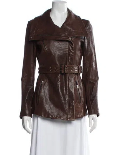 Pre-owned Andrew Marc Leather Coat In Brown