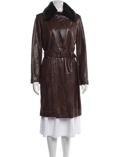 Pre-owned Andrew Marc Leather Coat In Brown