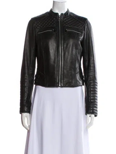 Pre-owned Andrew Marc Leather Coat In Gray