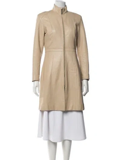 Pre-owned Andrew Marc Leather Coat In Neutrals