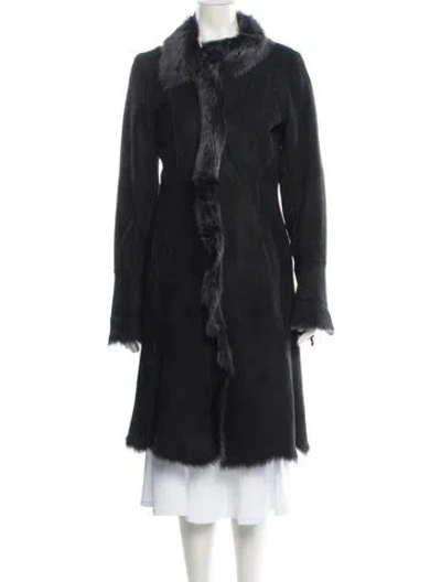 Pre-owned Andrew Marc Leather Fur Coat In Black