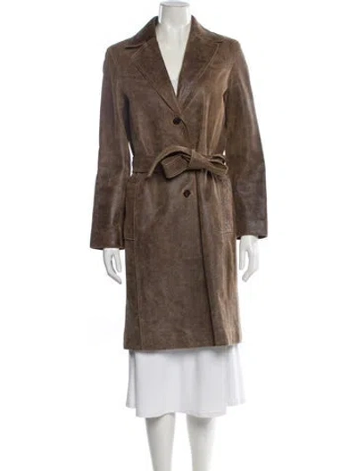 Pre-owned Andrew Marc Leather Fur Coat In Brown