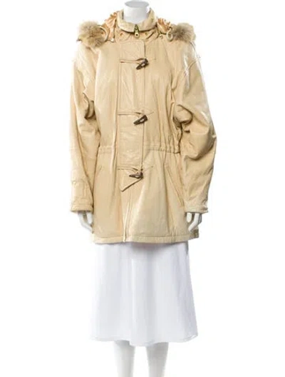 Pre-owned Andrew Marc Leather Fur Coat In Neutral