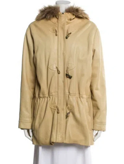 Pre-owned Andrew Marc Leather Fur Coat In Neutral