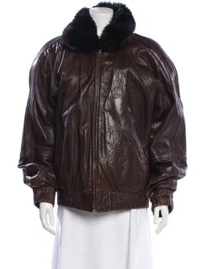 Pre-owned Andrew Marc Leather Fur Jacket In Brown