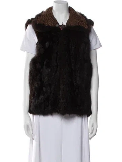 Pre-owned Andrew Marc Leather Fur Jacket In Brown