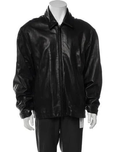 Pre-owned Andrew Marc Leather Jacket In Blue
