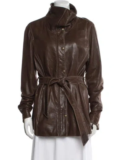 Pre-owned Andrew Marc Leather Jacket In Brown