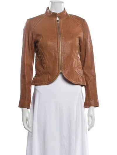 Pre-owned Andrew Marc Leather Jacket In Brown