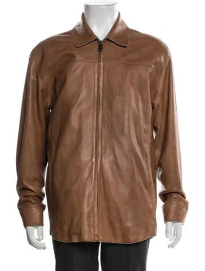 Pre-owned Andrew Marc Leather Jacket In Brown