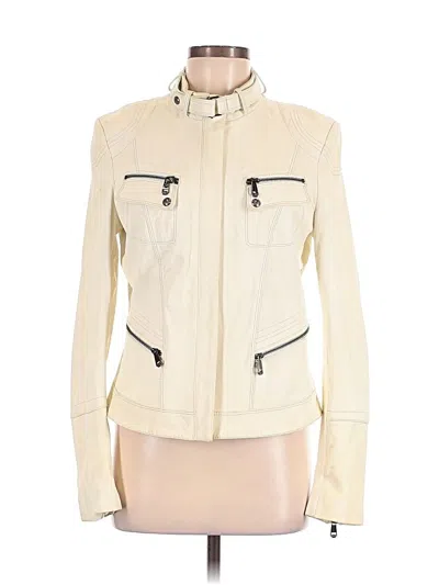 Pre-owned Andrew Marc Leather Jacket In Ivory