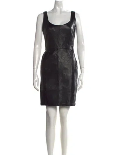 Pre-owned Andrew Marc Leather Mini Dress In Neutrals