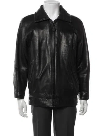 Pre-owned Andrew Marc Leather Moto Jacket In Black