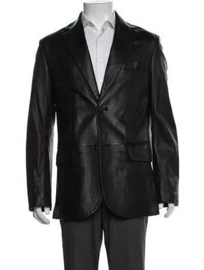 Pre-owned Andrew Marc Leather Moto Jacket In Black
