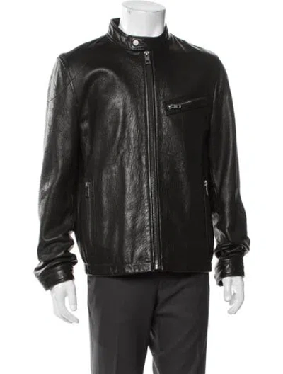 Pre-owned Andrew Marc Leather Moto Jacket In Black