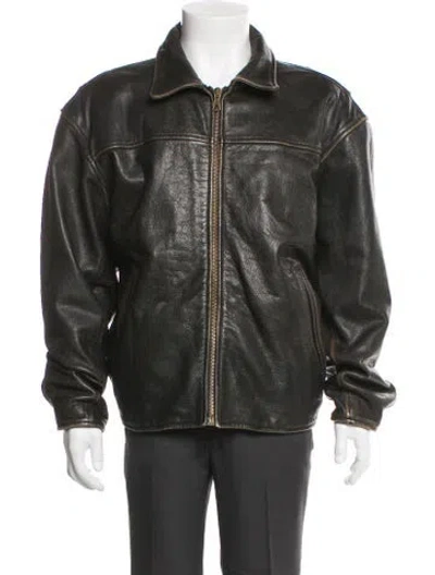 Pre-owned Andrew Marc Leather Moto Jacket In Brown