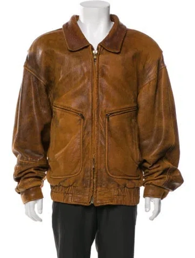 Pre-owned Andrew Marc Leather Moto Jacket In Brown