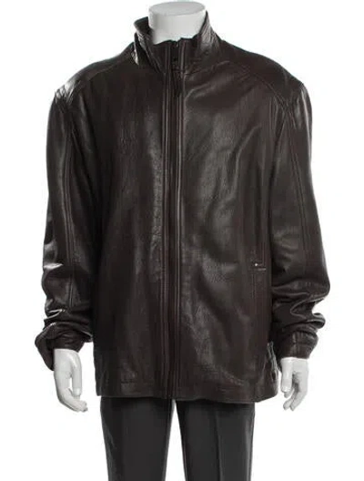 Pre-owned Andrew Marc Leather Moto Jacket In Brown