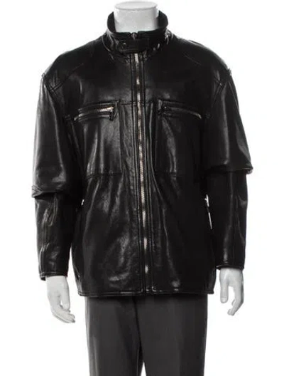 Pre-owned Andrew Marc Leather Moto Jacket In Brown