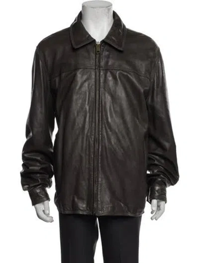 Pre-owned Andrew Marc Leather Moto Jacket In Brown