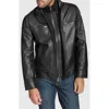 Andrew Marc Leather Moto Jacket With Attached Bib In Black